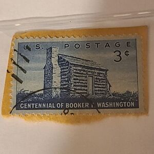 Estate Blue and Yellow Centennial Stamp Log Cabin Collectible Rare